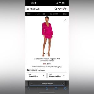 Lovers and friends Lorenza mini dress in magenta pink